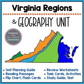 Preview of Virginia Studies Regions and Geography Unit VS.2a,b,c (Bundled Resources)