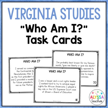 Preview of Virginia Studies People SOL Review Task Cards (All Standards)