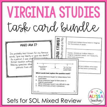 Preview of Virginia Studies Review Task Cards Bundle
