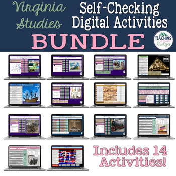 Preview of Virginia Studies Self-Checking Digital Activities BUNDLE