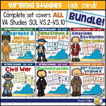 Preview of Virginia Studies Task Cards Bundle VS.2-VS.10