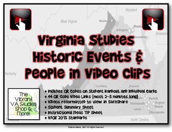 Preview of Virginia Studies Timeline Review in QR Code Video Links
