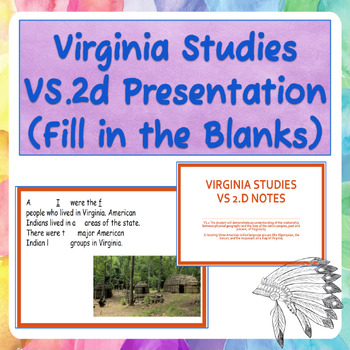 Preview of Virginia Studies VS.2d Notes Presentation (Fill in the Blanks)