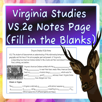 Preview of Virginia Studies VS.2e Notes Page (Fill in the Blanks)