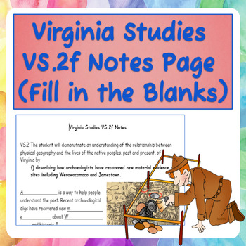 Preview of Virginia Studies VS.2f Notes Page (Fill in the Blanks)