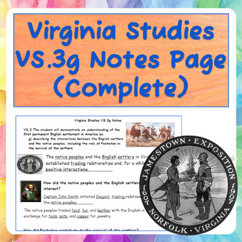 Preview of Virginia Studies VS.3g Notes Page (Complete)