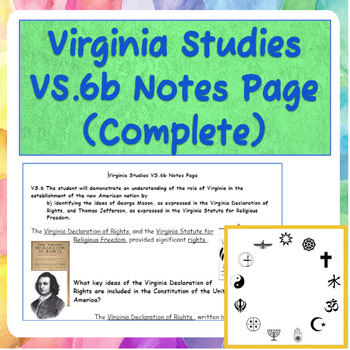 Preview of Virginia Studies VS.6b Notes Page (Complete)