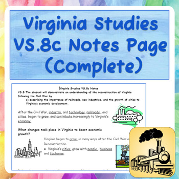 Preview of Virginia Studies VS.8c Notes Page (Complete)