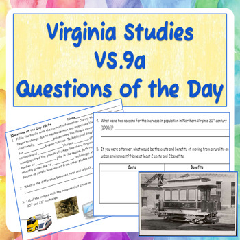 Preview of Virginia Studies VS.9a Questions of the Day