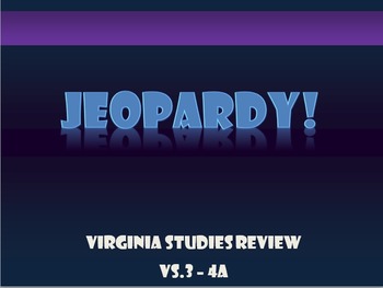 Preview of Virginia Studies (VS.3) Jamestown Jeopardy Review Game