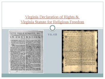 Preview of Virginia Studies VS.6b VA Declaration of Rights & Statute for Religious Freedom
