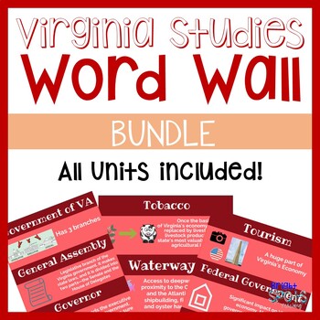 Preview of Virginia Studies Vocab Word Wall BUNDLE