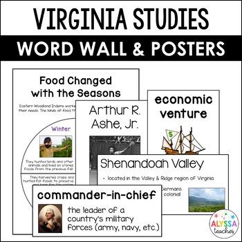 Preview of Virginia Studies Word Wall and Posters Bundle (VS.2-10)