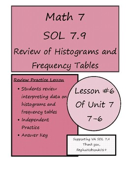 Preview of Virginia VA SOL 7.9 Interpreting Histograms and Frequency Tables Lesson 7-6