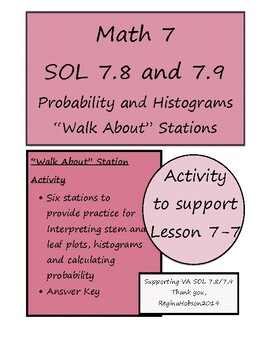 Preview of Virginia VA SOL 7.9 "Walk About" Activity for Histograms and Probability 7-7