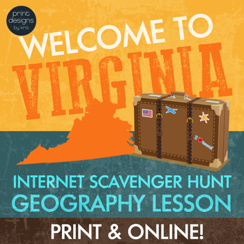 Preview of Virginia Webquest Internet Digital Scavenger Hunt - Geography Worksheet