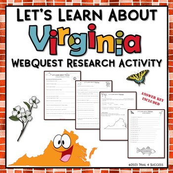 Preview of Virginia Webquest Worksheets Informational Reading Research Activity