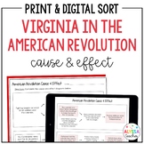 Virginia in the American Revolution Cause and Effect Activ