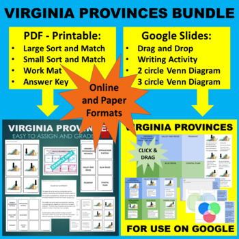 Preview of Virginia's 5 Regions - Sort & Match Activity - Google & Paper Combo Bundle
