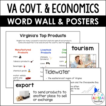 Preview of Virginia's Government & Economics Word Wall/Poster Set (VS.10)