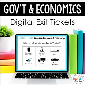 Preview of Virginia's Government, Geography, and Economics Digital Exit Tickets | VS.10