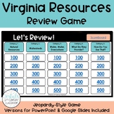 Virginia’s Natural Resources Review Game - Jeopardy Game (