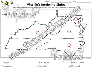Virginia S Bordering States Locate Places On A Map 2 King Virtue