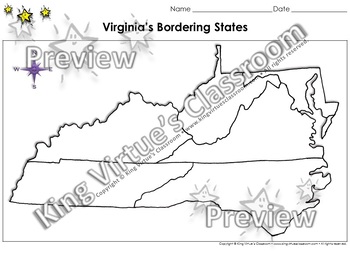 virginias bordering states map blank full page king virtues