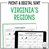 Virginia's Regions Sorting Activity (VS.2b) Print and Digital