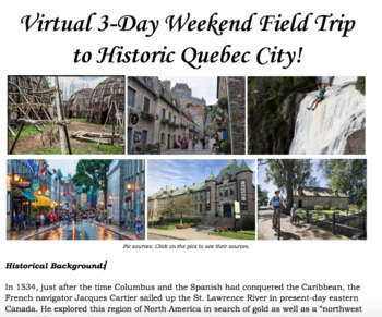 Preview of Virtual 3-Day Weekend Field Trip to Historic Quebec City!