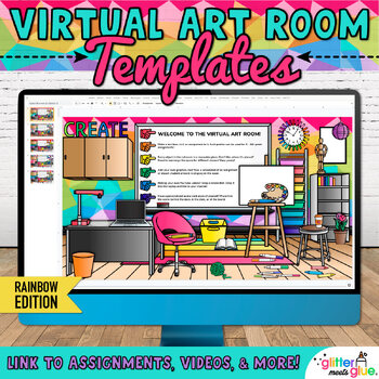 Preview of Virtual Art Room Background: Editable Classroom Google Slides Digital Resource