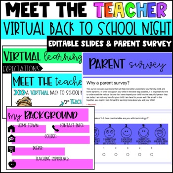 Preview of Virtual Back to School Night | Meet the Teacher | Open House | Editable Template