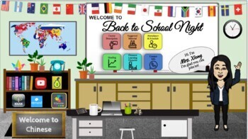 Preview of Virtual Back to School Template- Spanish, French, Chinese (Editable)