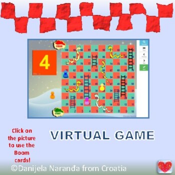 Preview of Virtual Big Math Board Game Chutes and Ladders Slides and Ladders Boom Card