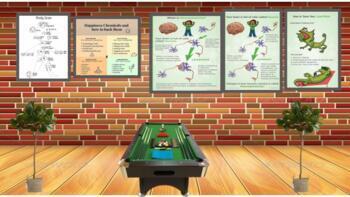 Preview of Virtual Billiards and Brain science/coping skills room plus poster slides- free!