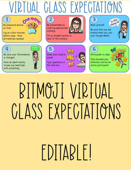 Preview of Virtual Bitmoji Classroom Rules and Expectations