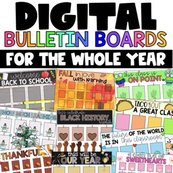 Preview of Digital Bulletin Boards | Seasonal Themes | Virtual Student Work Display