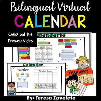 Preview of Virtual Calendar Bilingual (Spanish and English)