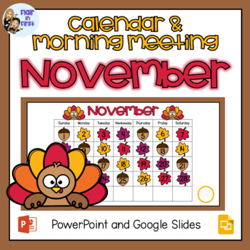 Preview of Digital Calendar and Morning Meeting Slides: November