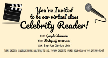 Virtual Celebrity Reader Invitation by Kindergarten with Karen | TPT