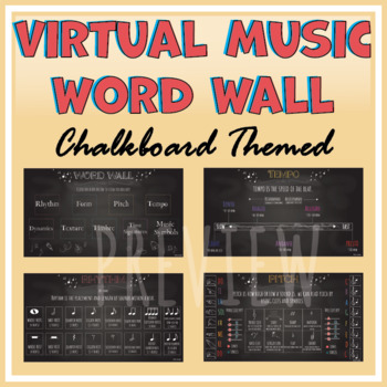 Preview of Virtual Chalkboard MUSIC Word Wall!