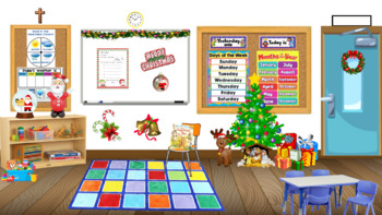Preview of Virtual Christmas Classroom Template -2-