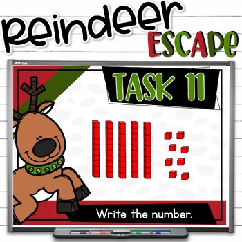 Preview of Christmas Math Escape Room Reindeer to Training Camp | Digital Display and Play