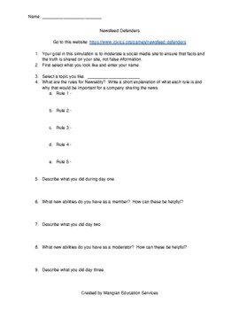 Preview of Virtual - Civics Simulation: Newsfeed Defenders