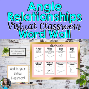 Preview of Virtual Classroom 7th Grade Angle Relationships Virtual Word Wall Posters