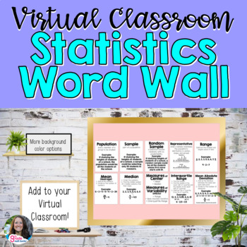 Preview of Virtual Classroom 7th Grade Statistics Virtual Word Wall Posters