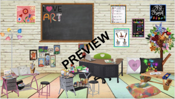 Preview of Virtual Classroom ART Classroom Template  (ALL EDITABLE)