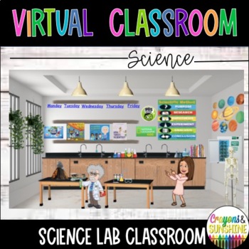 Preview of Virtual Classroom EDITABLE, Science Google Classroom | Science Lab 