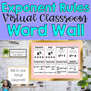 Preview of Virtual Classroom Exponent Rules Virtual Word Wall Posters