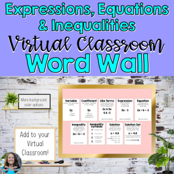 Preview of Virtual Classroom Expressions, Equations, & Inequalities Word Wall Posters